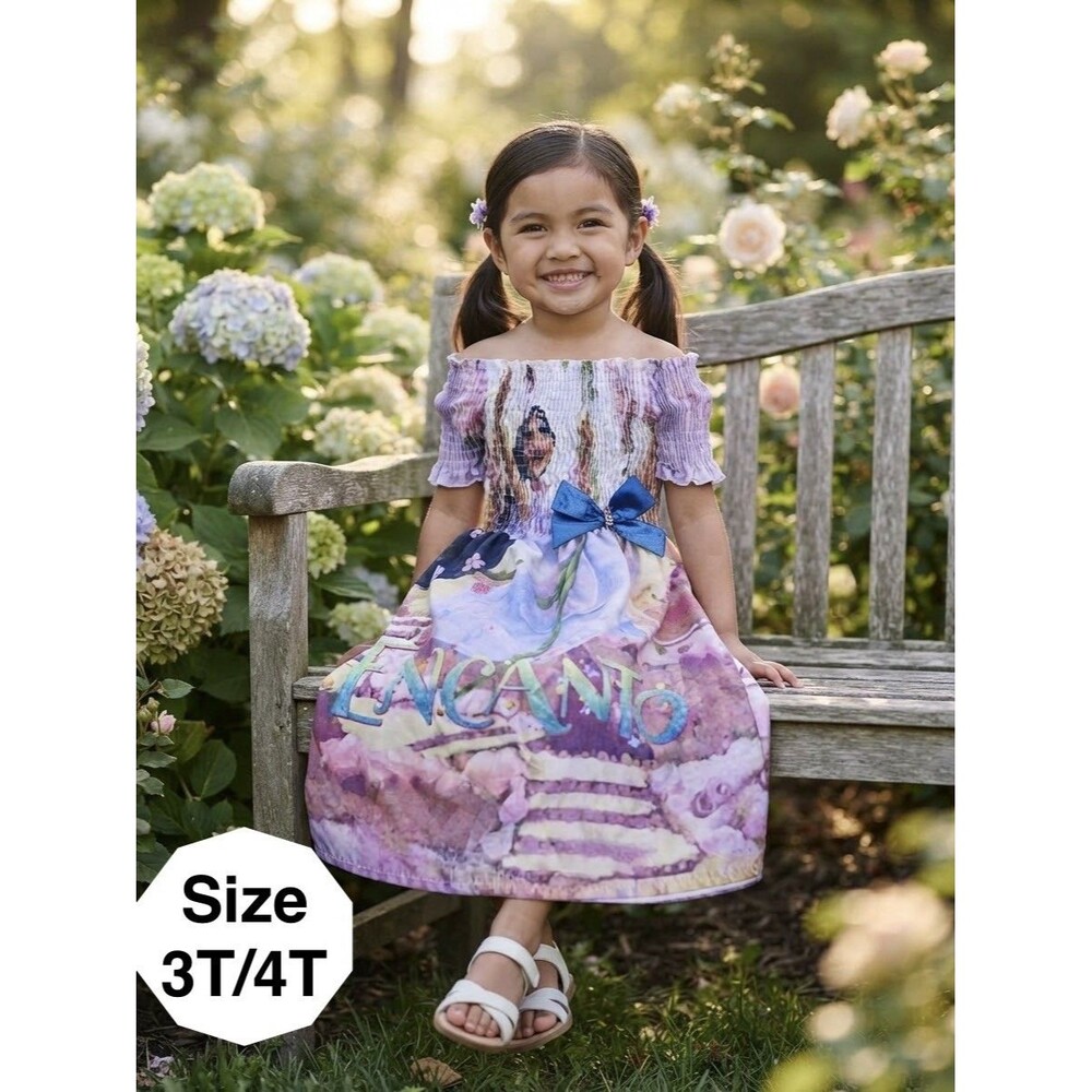 NWT Encanto Inspired Off Shoulder Purple Dress Size 4T girl kid stretchy princes